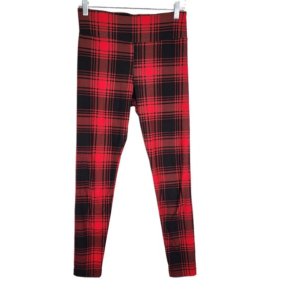 Womens No Boundaries Red & Black Plaid Leggings M (7-9) - Picture 1 of 11